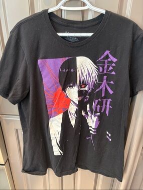 Black Tokyo Ghoul Graphic Tee with Purple Accent